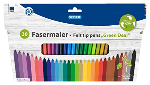 Stylex 64305 - Fasermalstifte aus recyceltem Kunststoff, 2 mm Spitze, mit ventilierter Kappe, 30 Stück Stylex 64305 - Fasermalstifte aus recyceltem Kunststoff, 2 mm Spitze, mit ventilierter Kappe, 30 Stück von Stylex