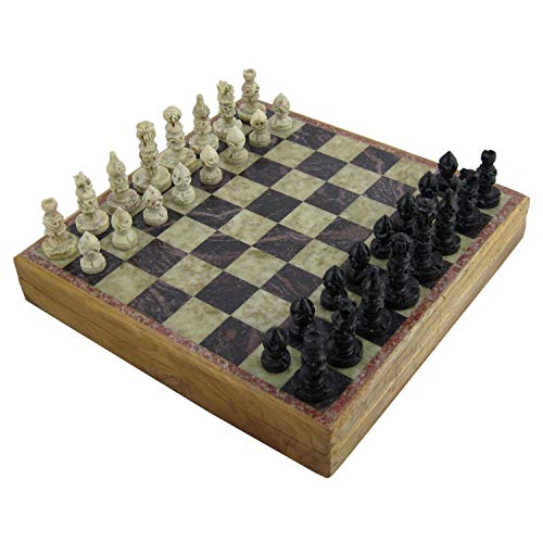 stylla London® Einzigartiges Schach- und Dame-Set, Steinkunst, Marmor | Brettspiele für Kinder ab 7 Jahren I Reise-Spiele für Kinder und Erwachsene I Schachbrett I Strategie-Brettspiele I Einmaliges Geschenk von Stylla London