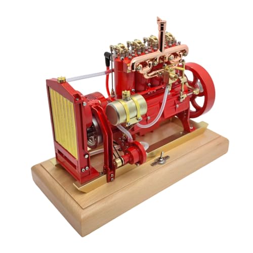 12CC vertikaler Vierzylindergasmotormodell mit komplettem Wasserkühlsystem, Motormodellkit mit Holzbasis, Bildungstechnik Display (Assembled Version) von Stylomira