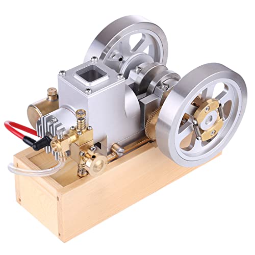 Dampfmaschinen-Modellbausätze: Verbesserter horizontaler, wassergekühlter Benzinmotor mit Handstarter, Schwungrad-Drehzahlregler und Seitenventil für wissenschaftliche Experimente von Stylomira