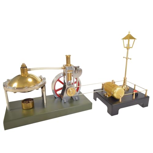 Stylomira Vertikales Dampfmaschinen-Set zum Selbermachen, mit kugelförmigem Kessel + Retro-Dampfgenerator und Straßenlaternen-Szenenmodell, pädagogisches Desktop-Set für Hobbyisten und STEM-Projekte von Stylomira