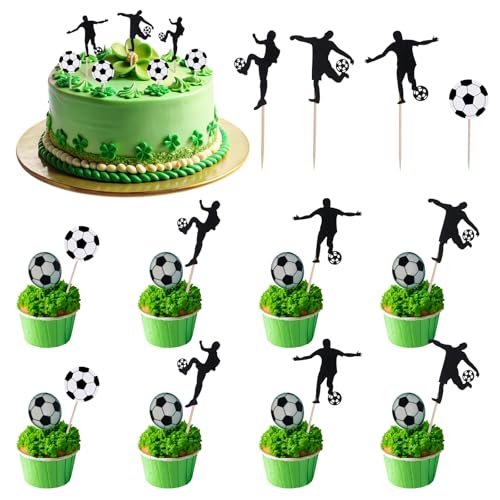 Kuchen Deko Fußball, 48 Stück Tortendeko Fussball Fußball Cupcake Topper Fussball Party Tortenaufleger Fussball Exquisit Fußball Deko Geburtstag, Junge Fussball Muffin Deko für Geburtstagsfeie von Styquenzer