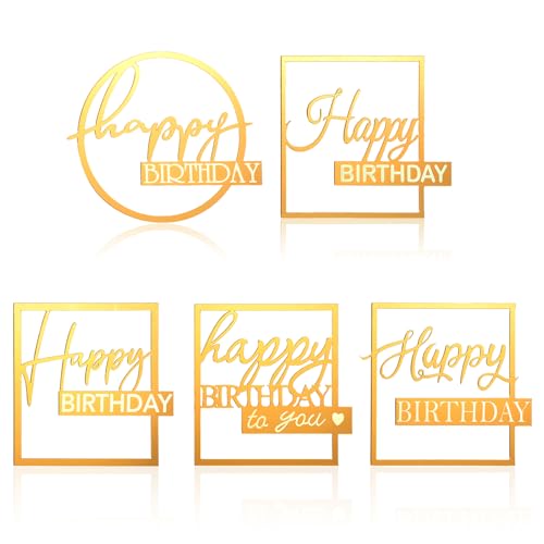 5Stück Happy Birthday Cake Topper Spiegel Acryl Happy Birthday Tortendeko Geburtstag Kuchen Deko Geburtstag Torten Topper Kuchendeko Geburtstagsdeko Tortenaufleger Mädchen Kuchen Deko von Styquenzer
