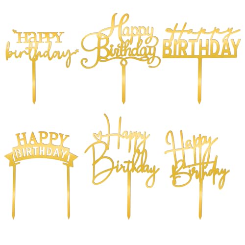 6 Stück Golden Happy Birthday Tortendeko Set, Acryl Cake Topper Geburtstag Glitter Kuchen Deko Geburtstag Cupcake Deko Cake Topper Personalisiert für Junge, Mädchen, Geburtstagstorte, Partyfeier 6 Stück Golden Happy Birthday Tortendeko Set, Acryl Cake Topper Geburtstag Glitter Kuchen Deko Geburtstag Cupcake Deko Cake Topper Personalisiert für Junge, Mädchen, Geburtstagstorte, Partyfeier von Styquenzer