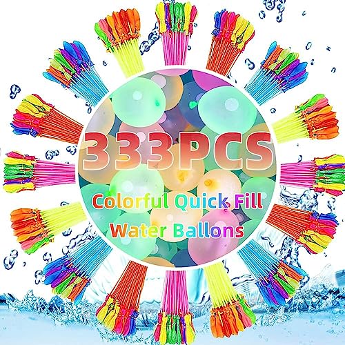 333 Stück Wasserbomben, Wasserbomben Selbstschließend, Bunt Gemischt Wasser Luftballons, Water Balloons in 60 Sekunden Kein mühsames Füllen und Verknoten (333 Stück-B) von Suaflny
