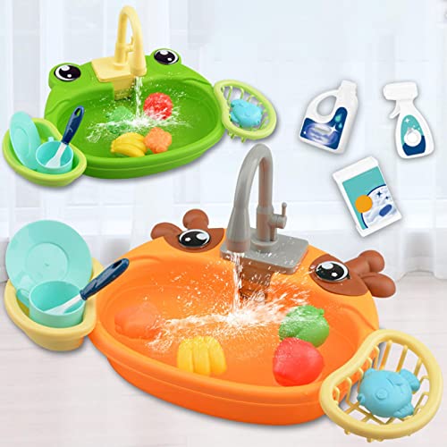 Küchenspüle Spielzeug Spielgeschirr mit fließendem Wasser für Rollenspiele Kinder Grüner Frosch Küchenspüle Spielzeug Spielgeschirr mit fließendem Wasser für Rollenspiele Kinder Grüner Frosch von Suammiitstrieadea
