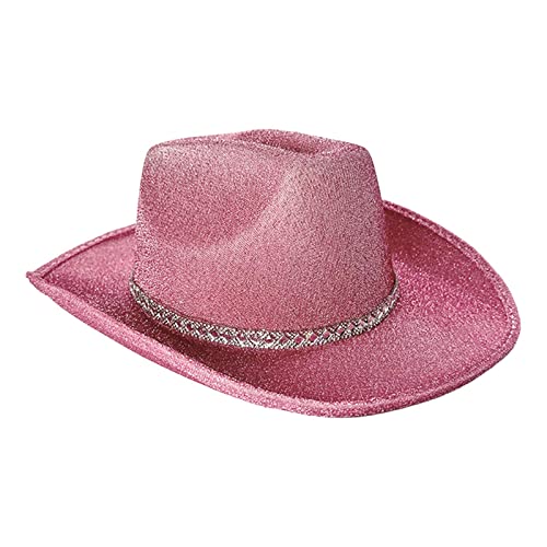 Suammiitstrieadea Glitzernder Cowboyhut mit breiter Krempe, Cowgirl-Hut, Kopfbedeckung für Karneval, Rosa Suammiitstrieadea Glitzernder Cowboyhut mit breiter Krempe, Cowgirl-Hut, Kopfbedeckung für Karneval, Rosa von Suammiitstrieadea