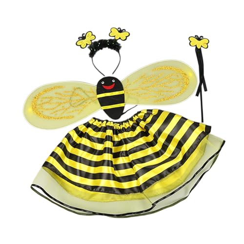 Suammiitstrieadea Halloween-Bienen-Cosplay-Kleidungs-Set für Bienen-Themenpartys, Bühnenauftritte, gelber Flügel Suammiitstrieadea Halloween-Bienen-Cosplay-Kleidungs-Set für Bienen-Themenpartys, Bühnenauftritte, gelber Flügel von Suammiitstrieadea