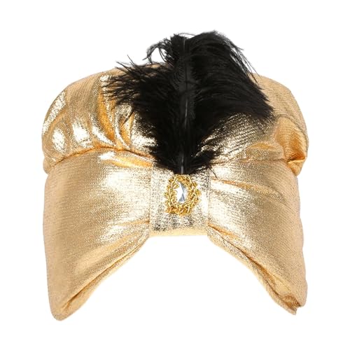 Suammiitstrieadea Indische Sultan-Turban-Hüte, Dekorationen, gedrehte, plissierte Kopfwickel für Cosplay Suammiitstrieadea Indische Sultan-Turban-Hüte, Dekorationen, gedrehte, plissierte Kopfwickel für Cosplay von Suammiitstrieadea