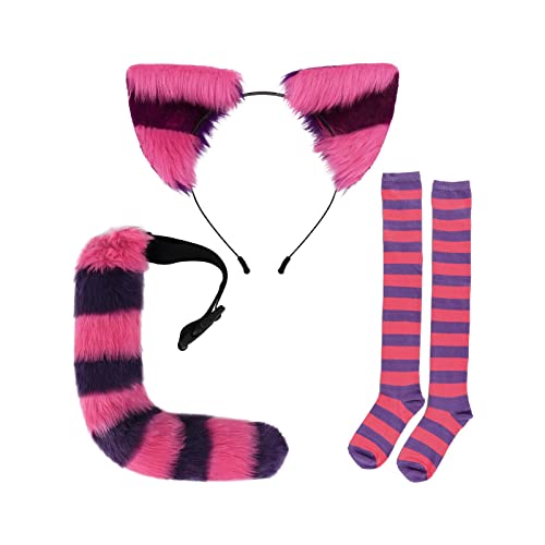 Suammiitstrieadea Katzenkostüm-Set, Socken, Kätzchen-Ohrenschwanz, Set für Party, Halloween, Weihnachten, Fuchsia Suammiitstrieadea Katzenkostüm-Set, Socken, Kätzchen-Ohrenschwanz, Set für Party, Halloween, Weihnachten, Fuchsia von Suammiitstrieadea