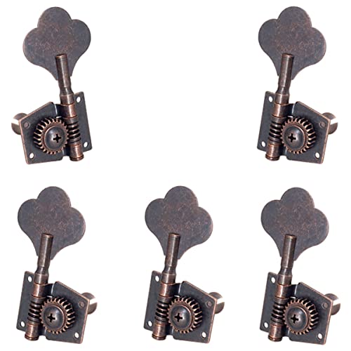 Suanzua 5 Stück Guitar Vintage Open Tuning Key Pegs Tuners 1L4R für 5 Saiten Bass Red Bronze von Suanzua