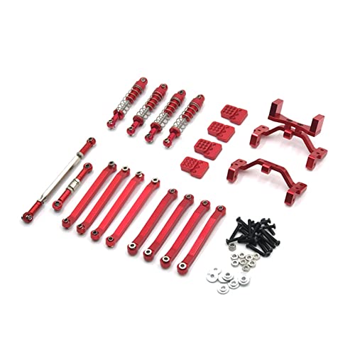 Suanzua Metall Lenkung Verbindung CNC Stoßdämpfer Zugmontage Stoßdämpfer Set für MN D90 MN-90 MN99S Auto Upgrade Teile 1/12 RC, Rot von Suanzua