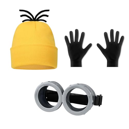 SubTack Minion-Kostüm für Kinder – 3-teiliges Minion-Zubehör-Set mit großen Augen, gelber Beanie-Strickmütze und schwarzen Handschuhen für Halloween, Cosplay, Partyverkleidungen und Bühnenauftritte SubTack Minion-Kostüm für Kinder – 3-teiliges Minion-Zubehör-Set mit großen Augen, gelber Beanie-Strickmütze und schwarzen Handschuhen für Halloween, Cosplay, Partyverkleidungen und Bühnenauftritte von SubTack