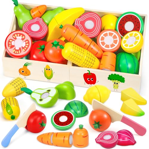 Subtail Kinderküche ZubehöR Holz - Spielküche ZubehöR Holz - Holzspielzeug Küche - Holz Obst Und GemüSe zum Schneiden - KüchenzubehöR Kinder Holz - Holzobst zum Zerschneiden Spielzeug ab 2 3 Jahre Subtail Kinderküche ZubehöR Holz - Spielküche ZubehöR Holz - Holzspielzeug Küche - Holz Obst Und GemüSe zum Schneiden - KüchenzubehöR Kinder Holz - Holzobst zum Zerschneiden Spielzeug ab 2 3 Jahre von Subtail