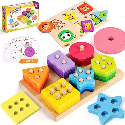 Subtail Spielzeug ab 1 Jahr- Steckpuzzle Holzpuzzle Baby 6 9 Monate - Montessori Spielzeug ab 1 2 Jahre - Motorikspielzeug Kinderspielzeug ab 1 Jahr - Baby Spielzeug Lernspielzeug Geschenke von Subtail
