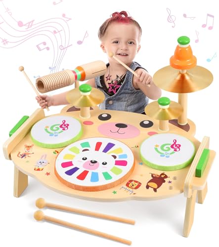 Subtail Schlagzeug Kinder - Trommel Kinder Set - Kinderschlagzeug Spiele Spielzeug ab 3 Jahre - Musikspielzeug Musikinstrumente für Kinder - Geschenk Kindertrommel Kinderspielzeug Jungen Mädchen von Subtail