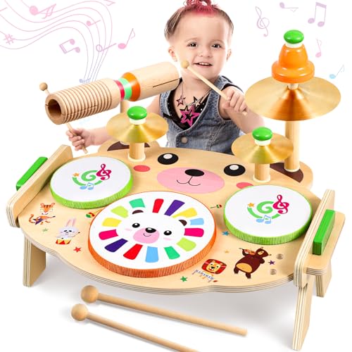 Subtail Schlagzeug Set - Trommel für Kinder ab 3 Jahre - Musikspielzeug Instrumente - Geschenk Kindertrommel Spielzeug für Jungen und Mädchen von Subtail