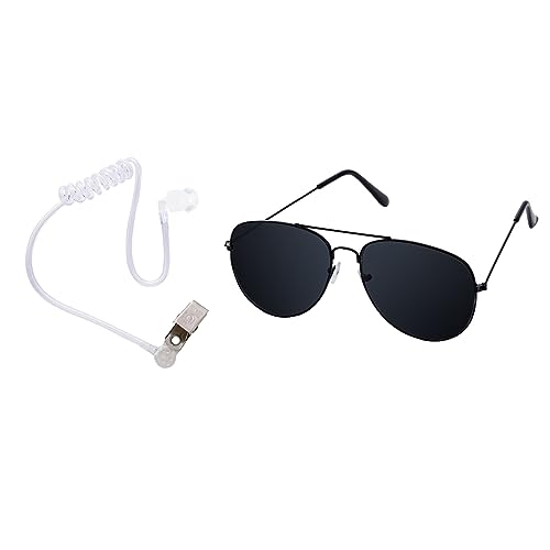 Sucrain Schwarze Sonnenbrille mit Ohrenschützern, Ringhalter für Halloween-Kostüm (12) von Sucrain