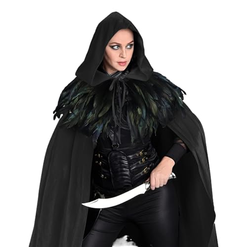 Sucritude Umhang Mit Kapuze Damen,Renaissance-Kostüm Cape Mit Kapuze - Samt Umhang Outfit Accessoire Für Mittelalter Erwachsene Männer Frauen Hexen Partys Events Cosplay Sucritude Umhang Mit Kapuze Damen,Renaissance-Kostüm Cape Mit Kapuze - Samt Umhang Outfit Accessoire Für Mittelalter Erwachsene Männer Frauen Hexen Partys Events Cosplay von Sucritude