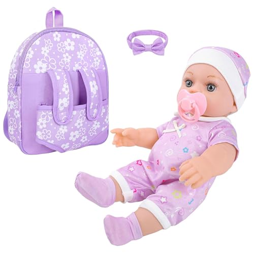 12in Wiedergeborene Kaukasische Puppen Spielset Mit Blumenmuster Rucksack Und Accessoires Für Kinder Interactive Rollenspiele von SueaLe
