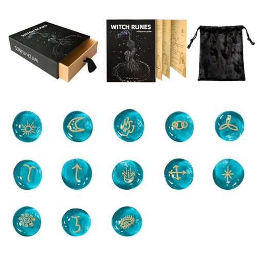 13pcs Glass Runes Stein Unregelmäßige Wahrsagungs Runes Stein Mit Anweisungen Und Aufbewahrungstasche Heilungsdekoration Set Mit Anweisungen Und Aufbewahrungstasche von SueaLe