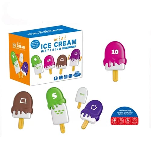 26pcs Vorschulbriefnummer Eiscreme Sortierung Zählen Pädagogische Lernaktivitäten Bildungsspielzeug Für Jungen Mädchen Plastik Matching Spiel von SueaLe