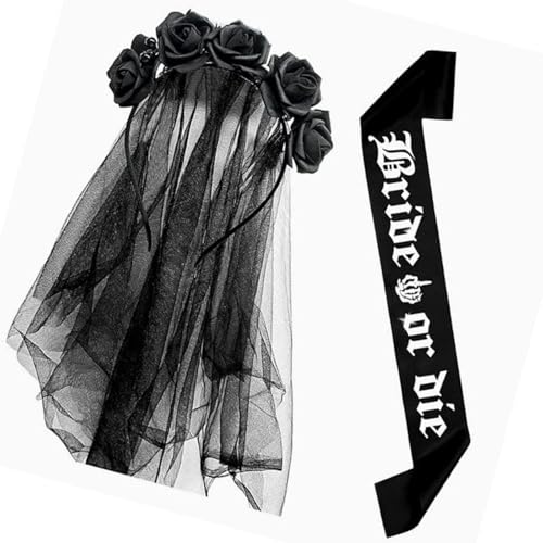Bridal Sash Dark Flower Headwear Party Halloween Bride Devil Sash Bride Hair Hoop Für Live Show Rollenspiele Bridal Sash Dark Flower Headwear Party Halloween Bride Devil Sash Bride Hair Hoop Für Live Show Rollenspiele von SueaLe