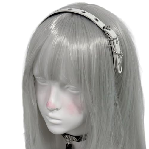 Hot Girl Punk Croses Hair Hoop Leder Stirnband Für Cosplay 2000er Mode Unisex Tragen Street Hairband von SueaLe