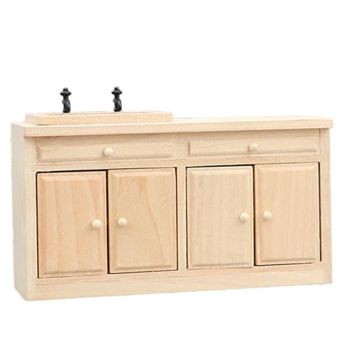 Miniatur Holzküchenspüle Schrank 1/12 Unbemaltes Schrankhandwerksprojekt Für Anpassbare Puppenhäuser Innenarchitektur Küche Für Puppenhäuser von SueaLe