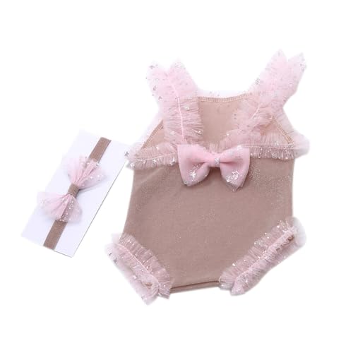 Säuglingsfotografie Outfit Schleife Stirnband Spitze Overall Fotostudio Requisiten Anzug Baby Fotokostüm Neugeborenes Dusche Geschenk Baby Fotografie Zubehör von SueaLe