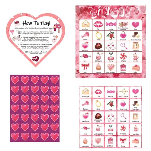 SueaLe 24Players Valentinstag Bastelarbeiten Für Kinder Valentinstag Bingokarten Valentinstag Bingo Spielkarte Valentinstag Partyzubehör SueaLe 24Players Valentinstag Bastelarbeiten Für Kinder Valentinstag Bingokarten Valentinstag Bingo Spielkarte Valentinstag Partyzubehör von SueaLe