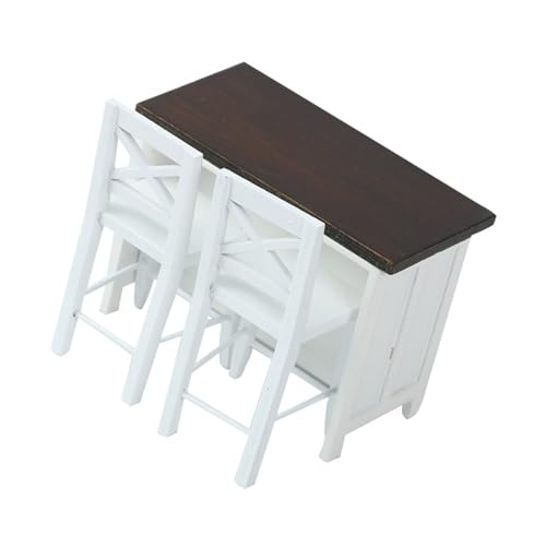 SueaLe Charm 1/12 Skala Miniatur Pub Tisch Und Stuhlmöbel Für Puppenhäuser Und Handwerksprojektszene Zum Anzeigen des Zubehörs von SueaLe