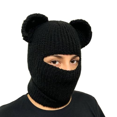 SueaLe Handcrochet Headcover Erwachsener Unisex Halloween Party Neuheit Bärenohr Ohrkappe Teenager Winter Mütze Handgeklickte Bären Ohr Out von SueaLe