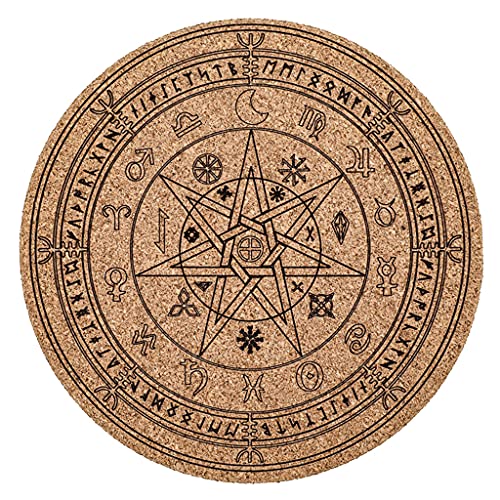 Vintage Hölzerne Runde 7-Sterne Reihe Pendelplatte Astrologie Altar Pad Anzeigetafel Wahrsagerei Matte Tischset von SueaLe