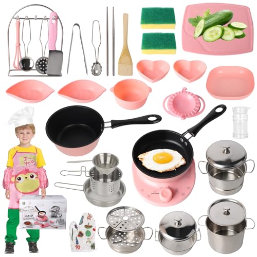 Kochset für Kinder Kinderküche Zubehör, Echtes Kochen Küchenzubehör für 6–12 Jahre, 37-teiliges Kinderkochset mit Induktionsherd, Wok, Knödelkocher, Hohem Topf, Messer und Suppentopf Kochset für Kinder Kinderküche Zubehör, Echtes Kochen Küchenzubehör für 6–12 Jahre, 37-teiliges Kinderkochset mit Induktionsherd, Wok, Knödelkocher, Hohem Topf, Messer und Suppentopf von Suewidfay
