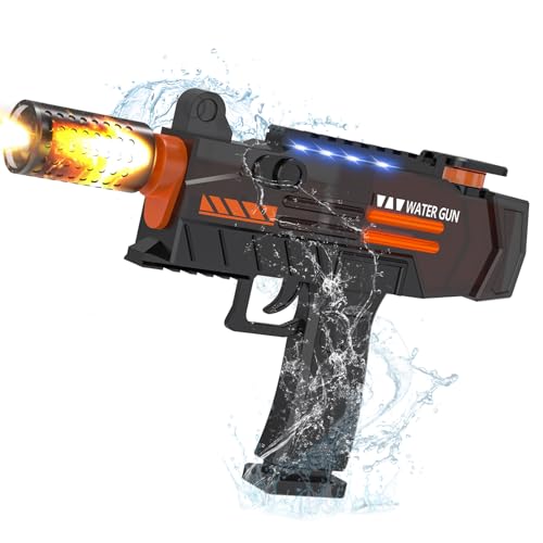 Wasserpistole Elektrisch mit Licht, Wasserpistole Kinder Mit Großer Kapazität, 40ft Wasserpistole Große Reichweite Wasserspritzpistole, Wasserpistolen Water Gun für Sommer Schwimmbad Party (Schwarz) Wasserpistole Elektrisch mit Licht, Wasserpistole Kinder Mit Großer Kapazität, 40ft Wasserpistole Große Reichweite Wasserspritzpistole, Wasserpistolen Water Gun für Sommer Schwimmbad Party (Schwarz) von Suewidfay