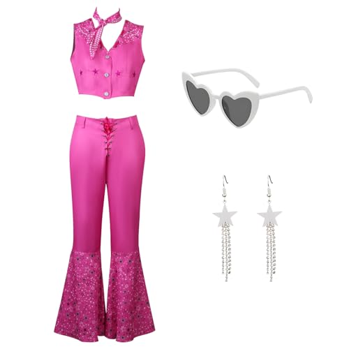 Suffolly Cowgirl Outfits für Damen, 90er Jahre Verkleidung Disco Outfit Frauen Paare Kostüme für Halloween Sportswear Anzug (Set B, S) von Suffolly