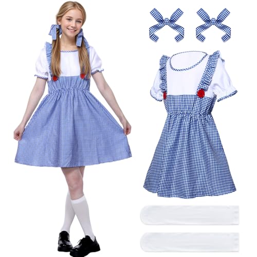 Suffolly Dorothy-Kostüm für Erwachsene, 5 Stück, Dorothy-Kostüm mit Kleid, Stirnbänder, Socken, Welttag des Buchtages, Kostüme für Damen, blau, kariert, Dorothy-Kleid für den Buchtag (Blau, XXL) Suffolly Dorothy-Kostüm für Erwachsene, 5 Stück, Dorothy-Kostüm mit Kleid, Stirnbänder, Socken, Welttag des Buchtages, Kostüme für Damen, blau, kariert, Dorothy-Kleid für den Buchtag (Blau, XXL) von Suffolly