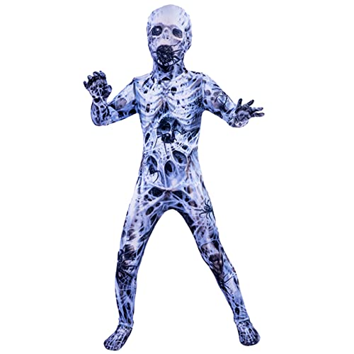 Suffolly Halloween-Horror-Skelett-Zombie-Teufel-Overall, weißer Skelett-Anzug (Suite B, 100–120 cm) von Suffolly