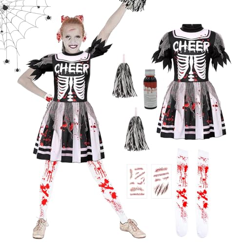 Suffolly Halloween Kinder Zombie Cheerleading Kostüm (Anzug A, M) von Suffolly