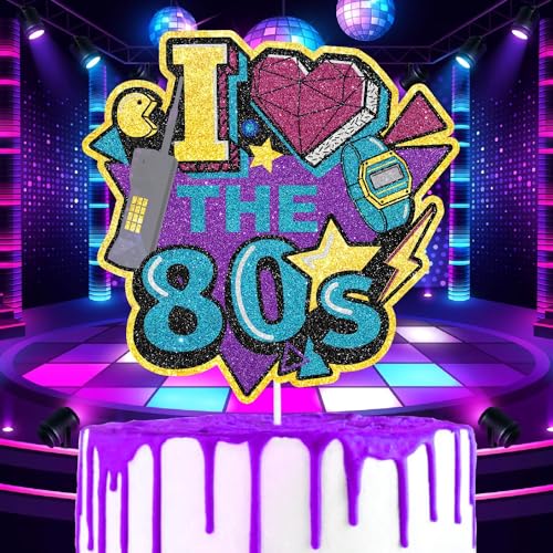 "I love the 80s themed Happy Birthday" Cake Topper - Dies ist eine großartige Retro-Geburtstagsparty, 80er-Jahre-Motto-Party und Babyparty-Party-Dekoration für Jungen und Mädchen. SugarGera von SugarGera