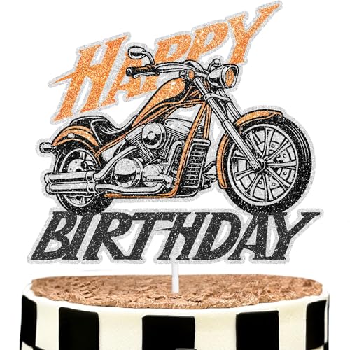 Retro Motorrad Themed Happy Birthday Cake Topper für Kinder - Motorrad Motto Geburtstagsparty, Baby Shower Party, Motorrad Liebhaber Party Dekorationen für Jungen und Mädchen - SugarGera Retro Motorrad Themed Happy Birthday Cake Topper für Kinder - Motorrad Motto Geburtstagsparty, Baby Shower Party, Motorrad Liebhaber Party Dekorationen für Jungen und Mädchen - SugarGera von SugarGera