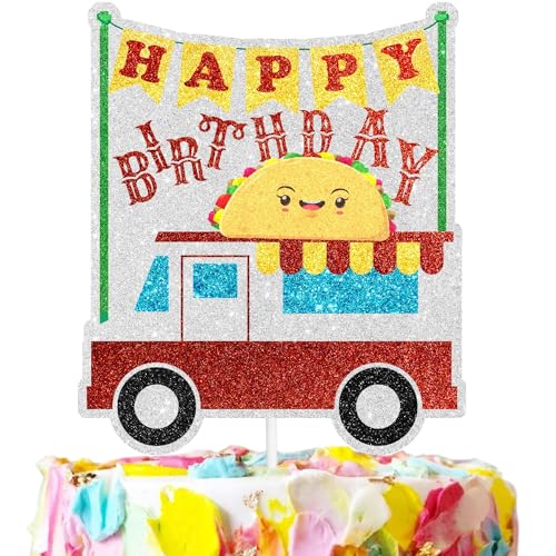Taco-Themen-Happy Birthday-Kuchenaufsätze für Kinder – hier sind die Top-Wahl Party-Dekorationen für Jungen und Mädchen, Motto-Geburtstagsfeiern, Babypartys, mexikanische runde Partys. SugarGera von SugarGera