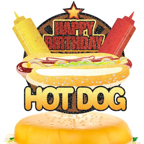Tortenaufsätze für Kinder mit Hot Dog-Motiv, 7-teiliges Set – perfekt für Motto-Geburtstagsfeiern, Babypartys und Fast-Food-Party-Dekorationen. SugarGera von SugarGera