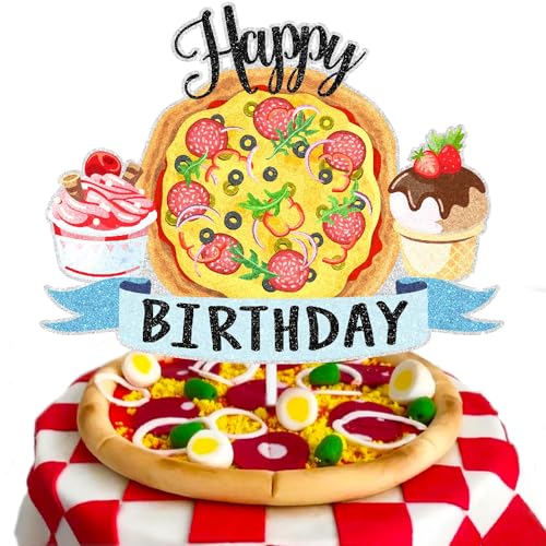 Tortenaufsatz mit Pizza-Dessert-Motiv für Kinder, perfekt für Pizza-Partys, Babypartys und Geburtstagsparty-Dekorationen für Jungen und Mädchen. SugarGera von SugarGera