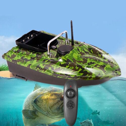 Angelköder booten Tarnfarbene Fischerboot, Mit Fernsteuerung und LED, Geeignet zum Ködern in Flüssen, Seen oder Flachwassergebieten, Optimiertes Rumpfdesign, 49 * 27 * 16 cm von SuhoFutus