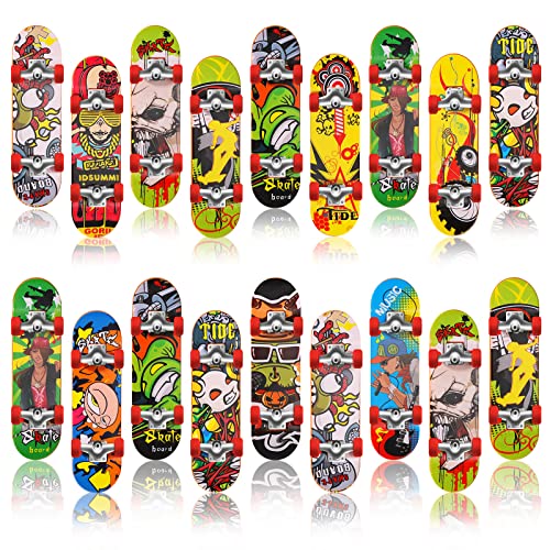 Suilung 18 Packungen Mini Skateboards Spielzeug Fingerdeck LKW Fingerbrett Fingerdeck Skateboard Partygeschenke Taschenfüller Geschenk, Mehrere Muster, Zufällige Farbe von Suilung