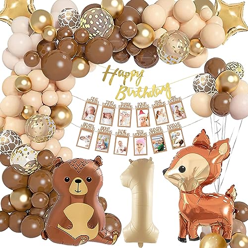 71 Stück Deko 1. Geburtstag Junge Mädchen - Erster Geburtstag Dekoration Mit Bär, Rehkitz, Dschungel Ballon - Beige, Kaffee, Braun 71 Stück Deko 1. Geburtstag Junge Mädchen - Erster Geburtstag Dekoration Mit Bär, Rehkitz, Dschungel Ballon - Beige, Kaffee, Braun von Suitedget