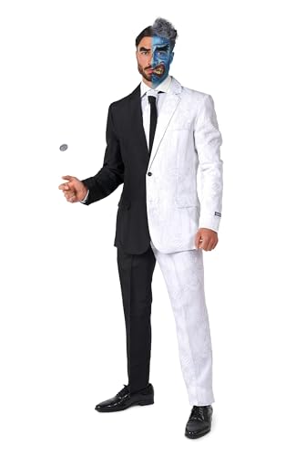 Suitmeister Halloween-Kostüm für Herren, zwei Gesichter, DC-Charaktere, schmale Passform, Schwarz und Weiß, Zwei Gesichter, XX-Large Suitmeister Halloween-Kostüm für Herren, zwei Gesichter, DC-Charaktere, schmale Passform, Schwarz und Weiß, Zwei Gesichter, XX-Large von Suitmeister