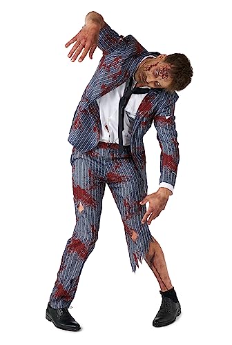 Suitmeister Halloween-Kostüm für Herren - Zerrissenes Zombie-Kostüm - Graues Cosplay-Outfit - Zombie-Anzug mit echten Tränen von Suitmeister